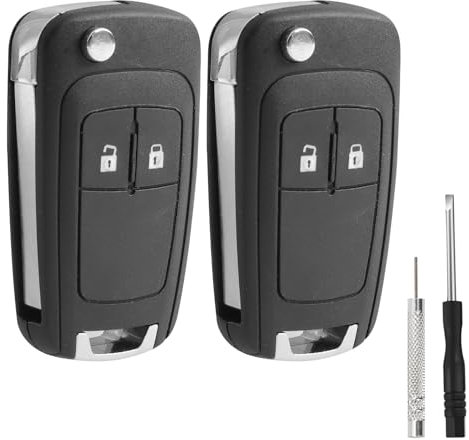 2 Stück Autoschlüssel Gehäuse 2 Tasten Fernbedienung Kompatibel für Opel Insignia Astra Meriva Mokka Zafira Adam / Chevrolet Cruze Aveo Orlando Spark Trax Matiz Captiva Auto Schlüssel Schlüsselgehäuse