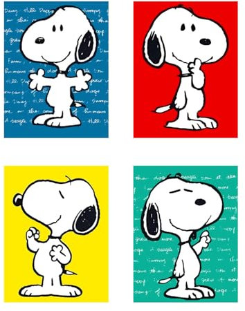 DKORARTE Set mit 4 A3-Wandbildern, dekorativ, für moderne Wohnzimmer, Schlafzimmer, Zimmer, ohne Rahmen, Snoopy (41 x 29,7 cm)