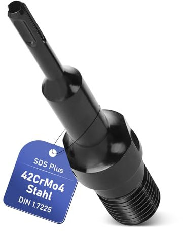 1 1/4 UNC SDS PLUS Adapter aus 42CrMo4 Stahl 190mm für Diamant-Kernbohrer Bohrkrone Fliesenbohrer Kernbohrer Dosensenker Adapter (DIN 1.7225)