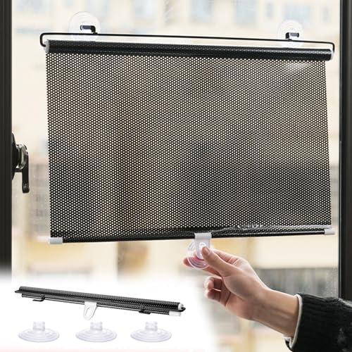 tende A Rullo Oscurante Per Porte E Finestre Tende A Rullo Blackout Persiane Temporanee Con Ventosa Per Finestra Porta Bagno Cucina Balcone(Black,W40 x L125cm)