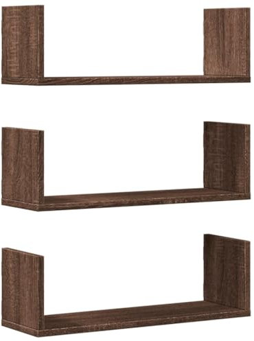 vidaXL Wandregale 3 STK., Wandregal mit Stauraum, Hängeregal für Esszimmer Wohnzimmer, Bücherregal Schweberegal Wandboard, Braun Eichen-Optik Holzwerkstoff