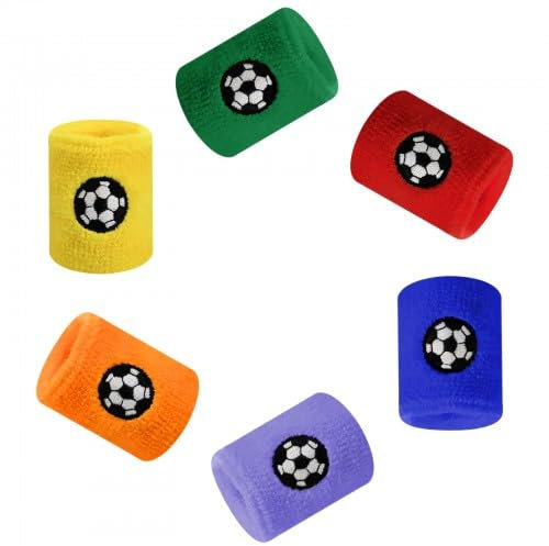 6 Stück Kinder Sport Armbänder Bunte Baumwoll Schweißband für Handgelenk, Bunte Handgelenk Schweißbänder Absorbierende Wristbands für Fußball Basketball Tennis Gymnastik Golf Running Training