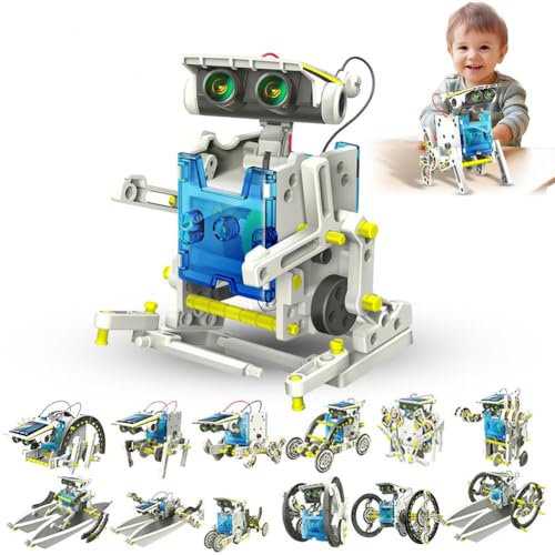 Solar Roboter Kit, Solar Roboter Geschenke, 12-in-1 DIY Bauspielzeug Angetrieben durch Solarenergie, Solar Roboter Kinder Spielzeug für 8-14 Jährige Jungs Konstruktionsspielzeug Spielzeug, Geburtstag