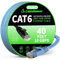 Cat 6 Ethernet Cable 40 ft, Indoor&Outdoor, High Speed 10Gbps Flat Internet Network Cable, Cat6 Ethernet Patch Cable Long, Computer LAN Cable with Free Clips & Straps for Router, Modem, PS4/5, Blue