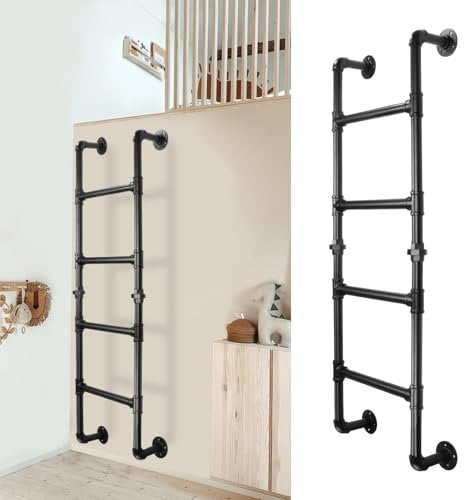 Scala a 4 Gradini per Letti a Castello, Pozzi di Finestra del Seminterrato e Soffitte, Scala di Emergenza in Metallo Nero, Capacità di Carico 150kg, 125cm, Ideale per Casa, Dormitorio, Terrazza