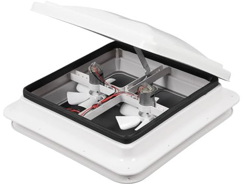 Keenso Ventilateur de Toit de Camping-Car alimenté 12 V, Ventilateur de Toit de Camping-Car DC12 V 34 X 34 Cm, de Plafond de Ventilation d'air à Double Entrée et Sortie en