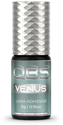 QBS® VENUS Eyelash Extension Glue | Designed for Premade Volume Fans | Fast Drying Under 1s Professional Lash Adhesive | Long Lasting Upto 7 Weeks | Black Waterproof Strong Bonding Glue (5g)