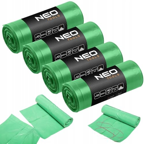 NEO TOOLS Müllsäcke extra starke Abfallsäcke, Grün Rollen 4x 120 L | Fassungsvolumen, Stabile robuste Müllbeutel reißfest Müllsäcke, Folienstärke 40 mic