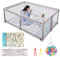 Truevaste Laufstall Baby 120x180x65 cm, 300D Oxford Faltbar Laufgitter mit Matratze, Baby Playpen mit 50 Bunte Bälle und 2 Zugringen, Laufgitter Sicher Stabil, für Wohnung, Indoor, Outdoor