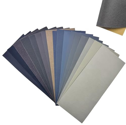 17 PCS fine Sheet Wet Dry Sandpaper,120 to 10000 Grits Sandpaper,Dry and wet sandpaper For Car polishing,Wood processing,Metal surface,Paint,Porcelain,Plastic,Glass,Stone etc(9X3.6 Inches)