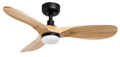 ventyly / ROWIND MINI/Ventilador de techo negro/madera pino con luz, Ø90 cm/Ultra Silencioso, bajo consumo, 6 Velocidades, Mando a distancia, Verano-Invierno, temporizador, Luz LED regulable
