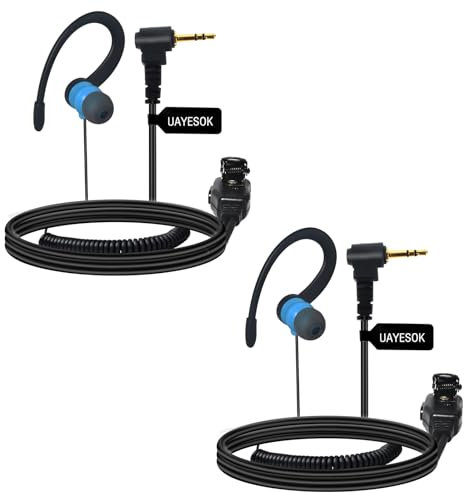 UAYESOK Walkie Talkie Ohrhörer, Funkgeräte Headset 1-polig 2,5-mm Klinke, G-Form Sicherheits Kopfhörer für Motorola Talkabout TLKR T92 H20 T60 T80 T82 XT180 Zwei-Wege-Radio mit PTT-Mikrofon (2 Stück)