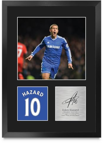 HWC Trading Eden Hazard Geschenke Gedrucktes Signiertes Autogramm Foto für Fußball Anhänger and Fans - A3 Porträt Gerahmt