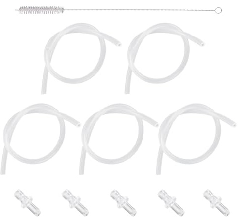 5pcs Silicone Milk Tube Hoses with Connectors for Jura Coffee Machines | 5 Tubes, 5 Connectors & 1 Cleaning Brush, Fits for Jura GIGA 6 10 W10 X5 S8 E8 Z10 Z8 Z7 Z5 Z6 Z8 Z9 J6 J8 J9 S80 WE8 C9