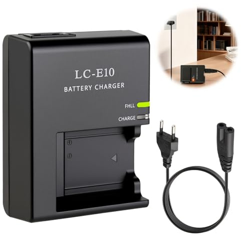 LP-E10 Kamera Ladegerät für Canon 4000D 3000D 2000D 1500D 1300D 1200D 1100D | für LC-E10 LC-E10C LC-E10E Akkus EOS Rebel T7 T6 T5 T3 T100 Kiss X50 X70 X80 X90,Digitalkamera Schnellladegerät