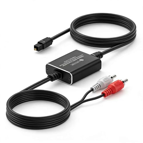 eSynic 192kHz/24Bit SPDIF zu RCA Konverter Kabel Optical zu Cinch Adapter | 1,8m Digital-zu-Analog Audio DAC Converter mit integriertem Verstärker für Fernseher Set-Top-Box DVD