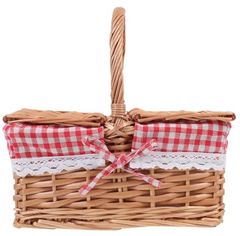 Magiclulu Panier avec Couvercle Portable 12.20X8.07X12.60 Pouces Panier De Rangement LéGer Et Robuste pour DéCoration Mariage ExtéRieur Et Stockage