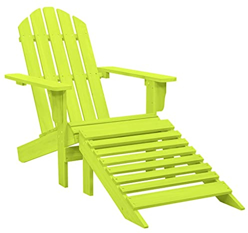 Mhdvray Adirondack Chaise de jardin avec repose-pieds en bois de sapin massif 70 x 147,5 x 88,5 cm Vert Ergonomique Résistant aux intempéries Design moderne pour jardin, terrasse, balcon, camping
