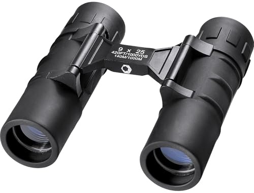 Barska Focus Free Compact Binoculars 9x25 – No Focus Needed, Fully Coated Optics, Waterproof Shockproof Armor, Lightweight Binoculars for Hiking, Birding, Sports, Travel
