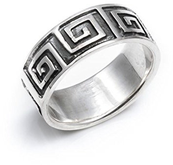 Silverly Frauen Männer 925 Sterling Silber Unisex griechischen Key Design-9mm Ring