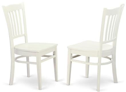 East West Furniture GRC-WHI-W Groton Dining Chairs - Slat Back Wooden Seat Chairs, Set of 2, Linen White