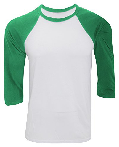 Canvas Mens 3/4 Sleeve Baseball T-Shirt (2XL) (White/Kelly Green)