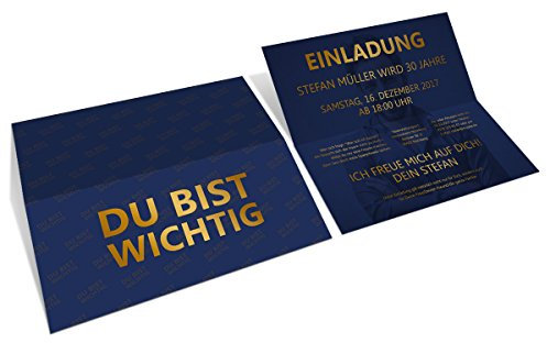 Einladungskarten Geburtstag (80 Stück) - Du bist wichtig - Geburtstagseinladungen Klappkarte