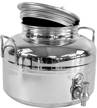 Fischer Kellereitechnik Edelstahl-Kanne: Transport-Kanne für flüssige Lebensmittel - Getränkefass aus Edelstahl - lebensmittelecht (5 Liter)