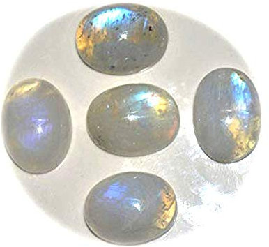 Jewelryonclick 16X10 MM 5 Stück Echte Regenbogen Mondstein Oval Cabochon Lose Edelstein Für Schmuckherstellung