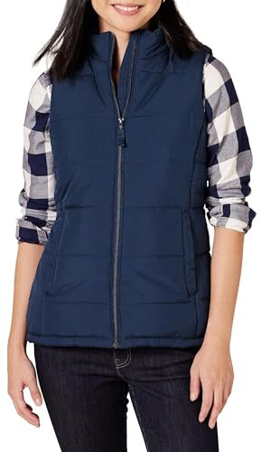 Amazon Essentials Damen Mittelschwere Daunenweste mit Reißverschluss, Marineblau, S