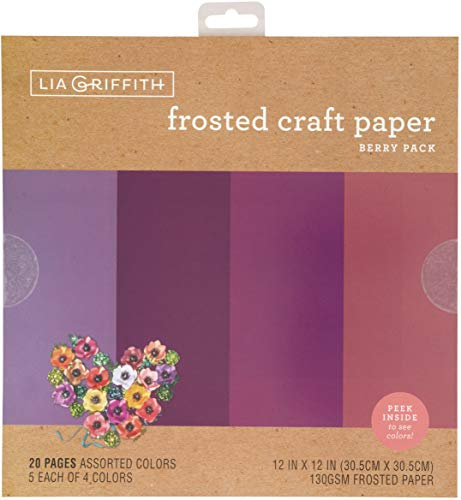Lia Griffith PLG41103 Satiniertes Bastelpapier, Berry Pack, 12 x 12, 20 stück