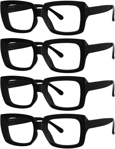 Eyekepper 4 Pack Stylish Reading Glasses Women - Oversized Square Readers Black +0.50