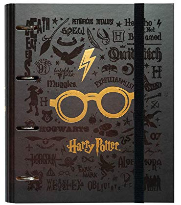 Grupo Erik Ringordner - Ordner A4 Premium Blitz und Brille von Harry Potter - Aktenordner 4 Ringe - Ringbuch DIN A4 - Ordner - Harry Potter Fanartikel für die Schule, die Ausbildung oder das Studium