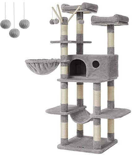 FEANDREA Árbol para Gatos, XXL, 164 cm, Gris Claro PCT087W01