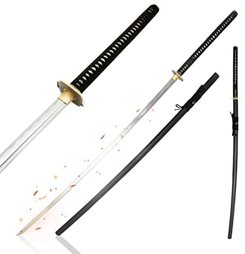 Handgeschmiedetes Odachi - langes Samuraischwert mit Holzscheide, 173 cm, handgeschmiedetes Odachi-Schwert aus Hartstahl, Shogun Schwert, Katana Schwert, schwarz