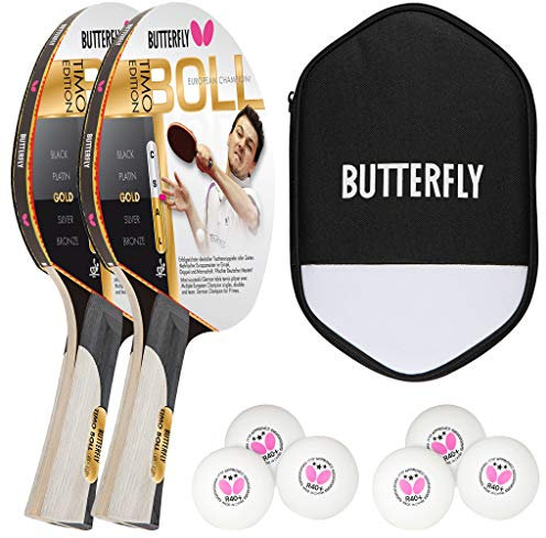 Butterfly® Timo Boll Gold 85020 Tischtennisschläger | Tischtennis Racket Bat TT Hobby & Freizeit | Trainingsschläger für geüpte Spieler | ITTF zertifizierter Pan Asia Belag | konkave Griffform