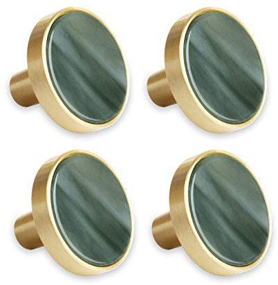 4 Stück Kommodenknöpfe Messing Schrankknöpfe Dekorative Schubladenknöpfe Möbelknöpfe Kleiderhaken Moderne Knöpfe Türgriffe Möbelgriff für Schrank Schublade Küche, 27mm (Grün)