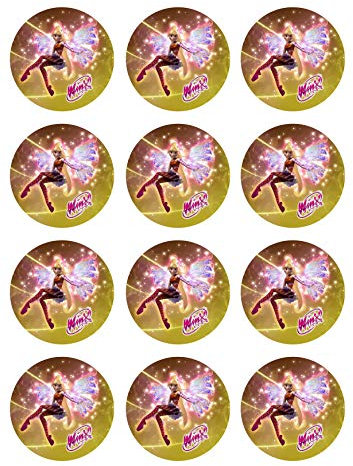 12 Muffinaufleger ca. 6 cm zum selbst ausscheiden, Cupcakes Muffinsbild Geburtstag Motiv: Winx Feen Elfen, Fondant 0542x