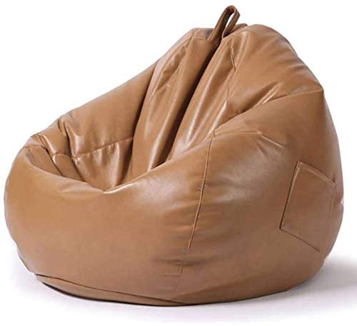 DTLEO Klassischer Sitzsack aus Kunstleder, Naturleder, für den Innen- und Außenbereich, für Wohnzimmer, Schlafzimmer, Garten (ohne Füllung),Khaki,XL