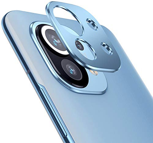 NOKOER Kamera Linse Schutz für Xiaomi Mi 11, [2 Pack] Kamera Schutzring, Hochwertiges Metallmaterial [Anti-Kratzen] 360 Grad Schutz Kamera Linse - Blau