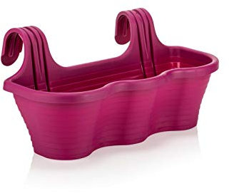 Tamersgifts Large Hanging Planter Plant Pots Trough Garden Fence Balcony Railing Flower Pot (Cherry)