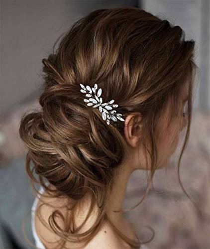 Unicra Silberner Braut-Haarkamm, Opal, Kristall, Kopfschmuck, Strass, Braut-Haarkämme, Zubehör für Damen und Mädchen