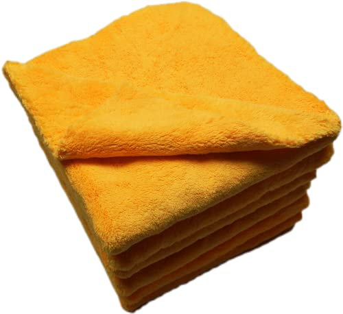 SOFTBATFY Edgeless Mikrofaser Handtuch für Autos, Auto Trocknen, Waschen, Detailieren, Polieren, 500 g/m², 6 Stück, 40 x 40cm (orange)