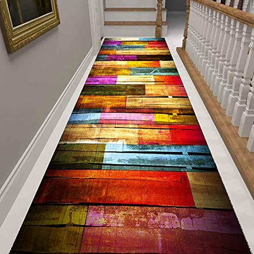 JOLIGAEA 100 x 250cm Teppich Läufer Flur rutschfest Waschbar, Polyester Teppich für Wohnzimmer, Schlafzimmer, Küche, Kinderzimmer, Badezimmer, B Stil