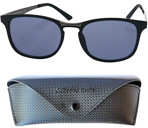 Trend Sonnenbrille mit Sehstärke, Lesebrille Rechteckig, Gratis Etui, Kunststoff Rahmen und Metall Bügeln (Schwarz), Lesesonnenbrille Damen und Herren +2.5 Dioptrien