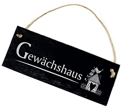 Schild Schiefertafel graviert - Gewächshaus - Schiefer Dekoschild Gartenschild 22x8cm | Dekolando Home Accessoires