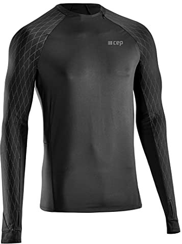 CEP Cold Weather Shirt für Herren | Atmungsaktives Langarm Funktionsshirt in schwarz mit Reflektor Panels | Größe XL
