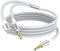 Câble auxiliaire MOSWAG 3,5 mm à 3,5 mm Câble Jack Audio auxiliaire 1M avec Adaptateur d'entrée Audio auxiliaire USB C vers AUX Câble AUX mâle vers mâle White, 3.28FT/1M