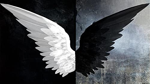 Fototapete 3D Schwarze Und Weiße Flügel 250x175cm Fototapeten Wandbild Motivtapeten Vlies-Tapeten Wandtapete Tapete Wohnzimmer Schlafzimmer Wallpaper Wandbild