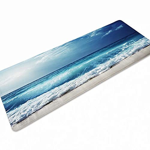 Fußmatte für den Innenbereich, saugfähig, Schlamm und Schnee, magisch, Schmutzfangmatten, flaches Profil, maschinenwaschbar, Blau, Ozean, 39 x 129 cm